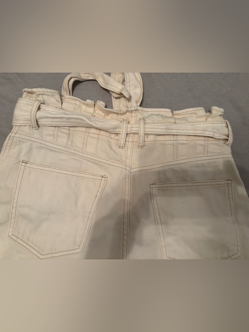 We The Free High-Waist Paperbag Shorts - Cream M - Picture 5 of 7